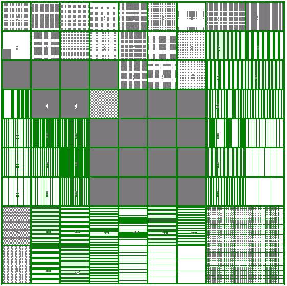 Pattern layout of the PT004 standard mask for STI CMP testing